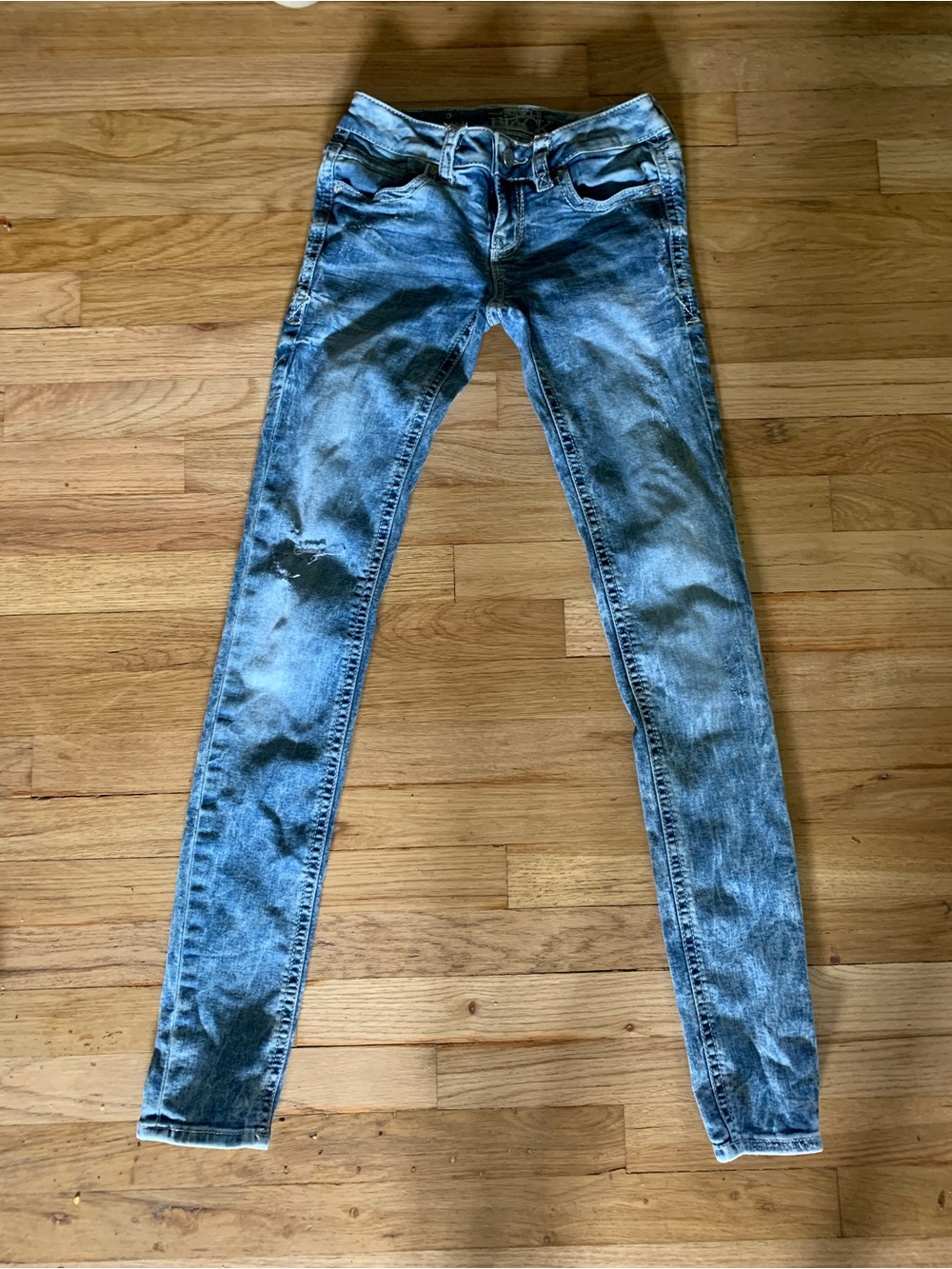 Buckle Light Blue Skinny Jeans - Washed Stretch Denim